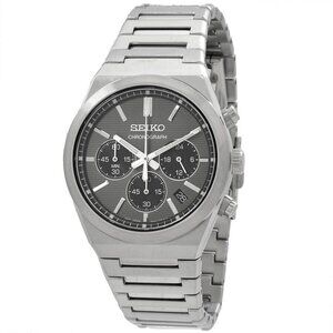 NWT Authentic Seiko Sport Chronograph Quartz Grey Dial Men's Watch